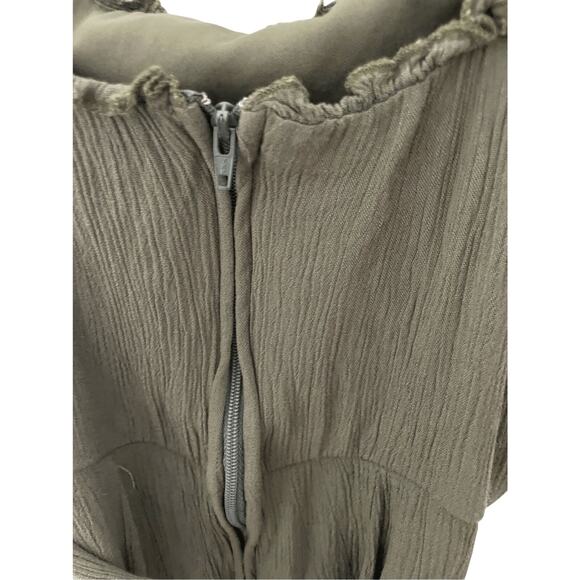 B Darlin Army Green Sz 0 Women's Earthy Front Tie Cottage Farmhouse Mini Dress - Picture 6 of 7